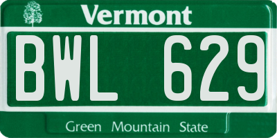 VT license plate BWL629