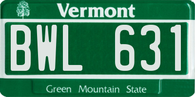 VT license plate BWL631