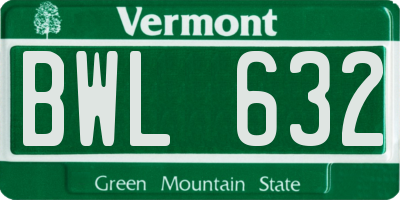 VT license plate BWL632