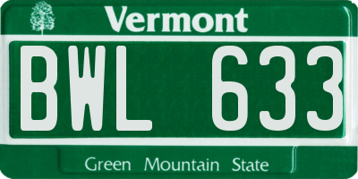 VT license plate BWL633
