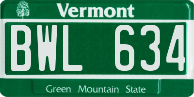 VT license plate BWL634