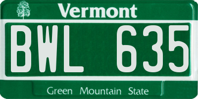 VT license plate BWL635