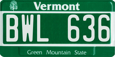 VT license plate BWL636