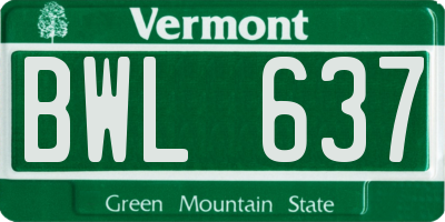 VT license plate BWL637