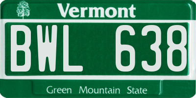 VT license plate BWL638