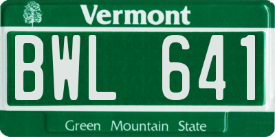 VT license plate BWL641