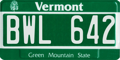 VT license plate BWL642