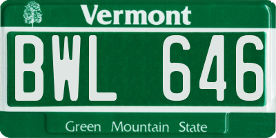VT license plate BWL646