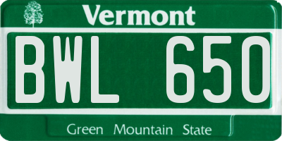 VT license plate BWL650