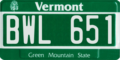 VT license plate BWL651