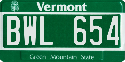 VT license plate BWL654
