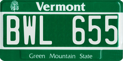 VT license plate BWL655