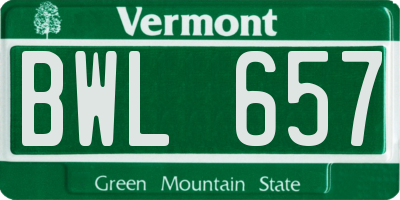 VT license plate BWL657