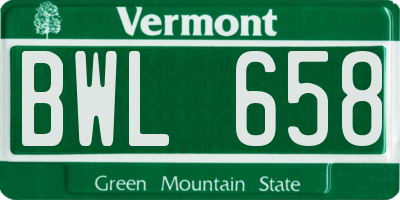VT license plate BWL658