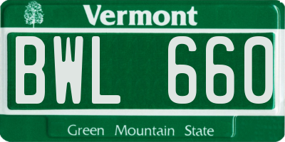 VT license plate BWL660