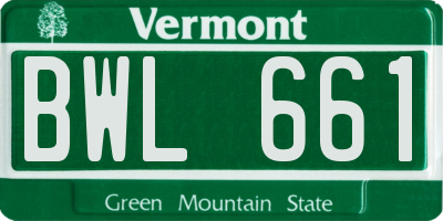 VT license plate BWL661