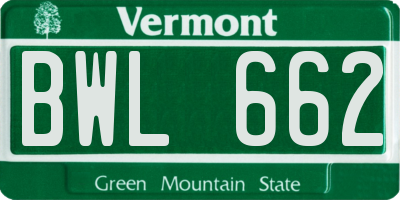 VT license plate BWL662