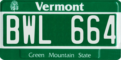VT license plate BWL664