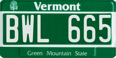 VT license plate BWL665