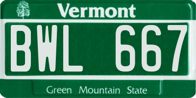 VT license plate BWL667