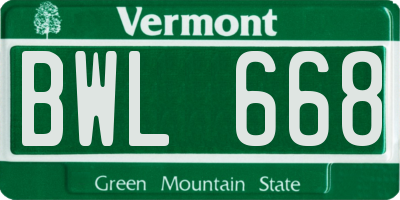 VT license plate BWL668