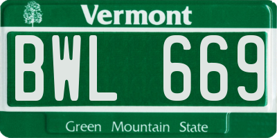 VT license plate BWL669