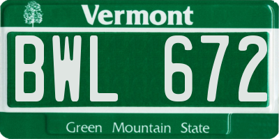 VT license plate BWL672