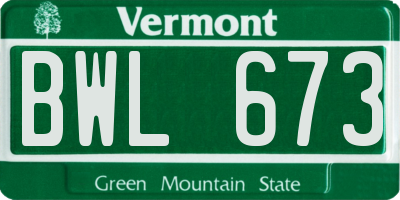 VT license plate BWL673