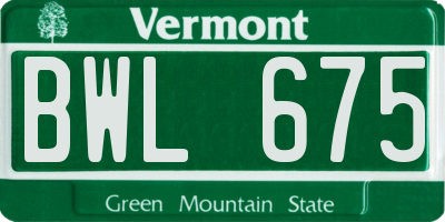VT license plate BWL675