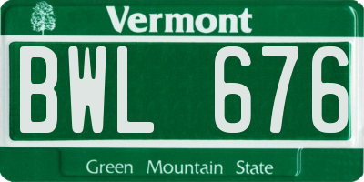 VT license plate BWL676