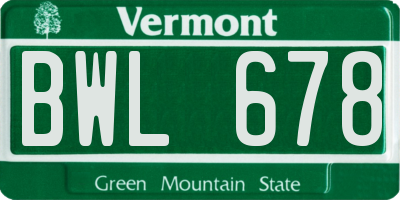 VT license plate BWL678