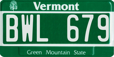 VT license plate BWL679