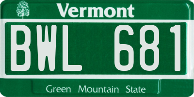 VT license plate BWL681