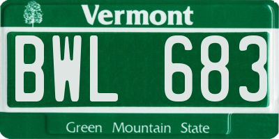 VT license plate BWL683