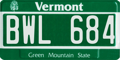 VT license plate BWL684