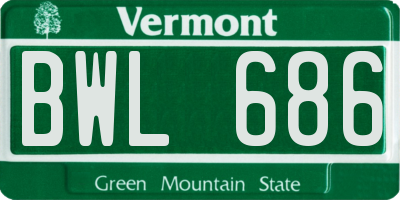 VT license plate BWL686