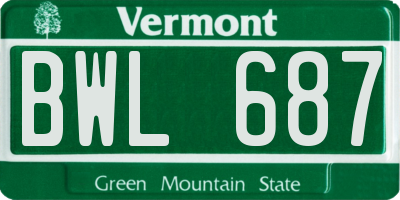 VT license plate BWL687