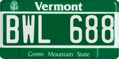 VT license plate BWL688