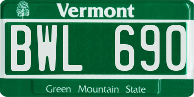 VT license plate BWL690