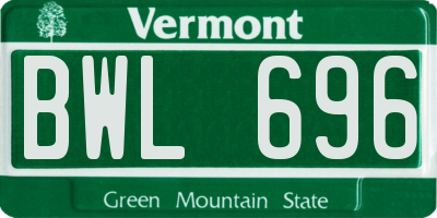 VT license plate BWL696