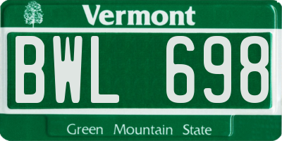VT license plate BWL698
