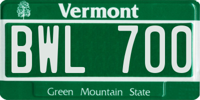 VT license plate BWL700