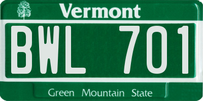 VT license plate BWL701