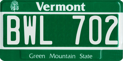 VT license plate BWL702