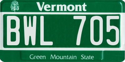 VT license plate BWL705