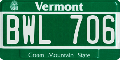 VT license plate BWL706