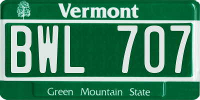 VT license plate BWL707