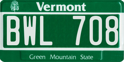VT license plate BWL708