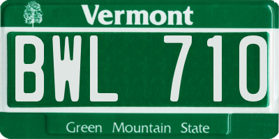 VT license plate BWL710