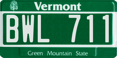 VT license plate BWL711